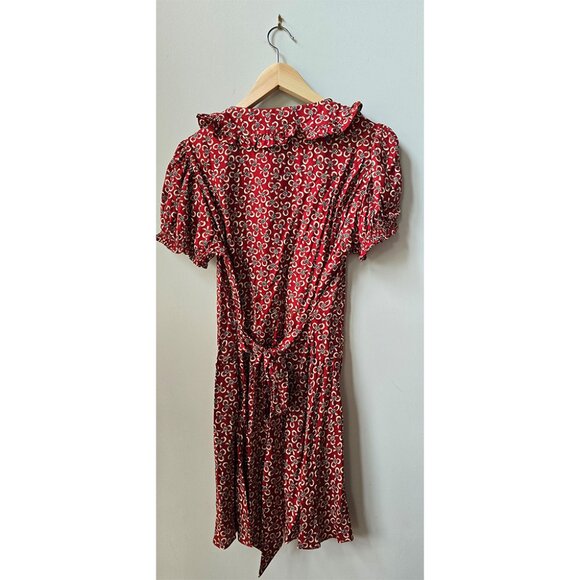NWT Doen Sweet Silk Evienne Short Sleeved Tea Dress in Ameline Ditsy Red XL NWT - Picture 6 of 9